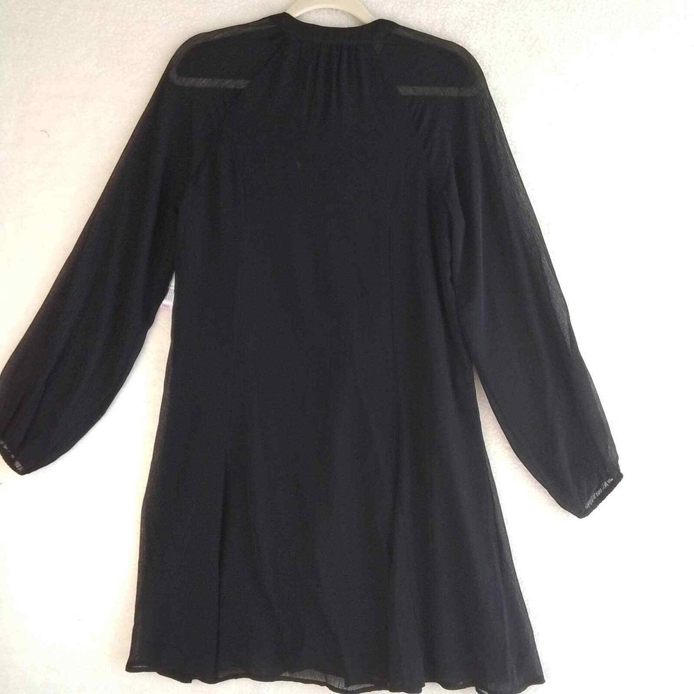 JOIE Chiffon Mini Dress Size Small‎ in Black w/ Balloon Sleeves - Picture 7 of 14